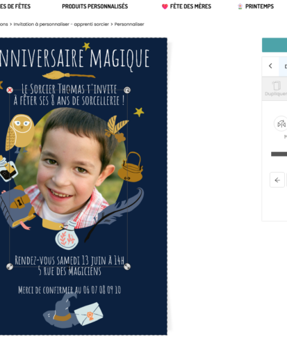 Personnalisation d'invitation